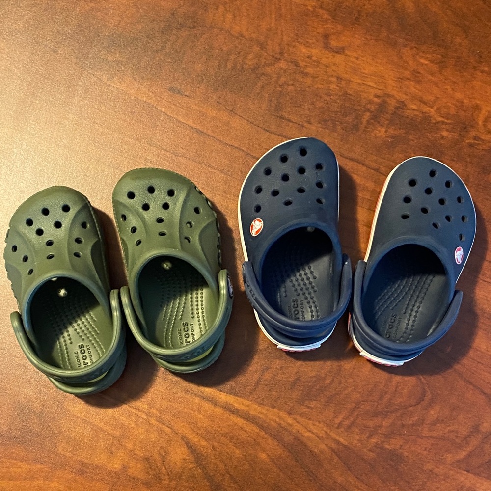 CROCS Kids Green and Navy Water Shoes